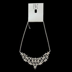 INC International Concepts Silver RCRY Bib Party  16” Necklace 3” Extender